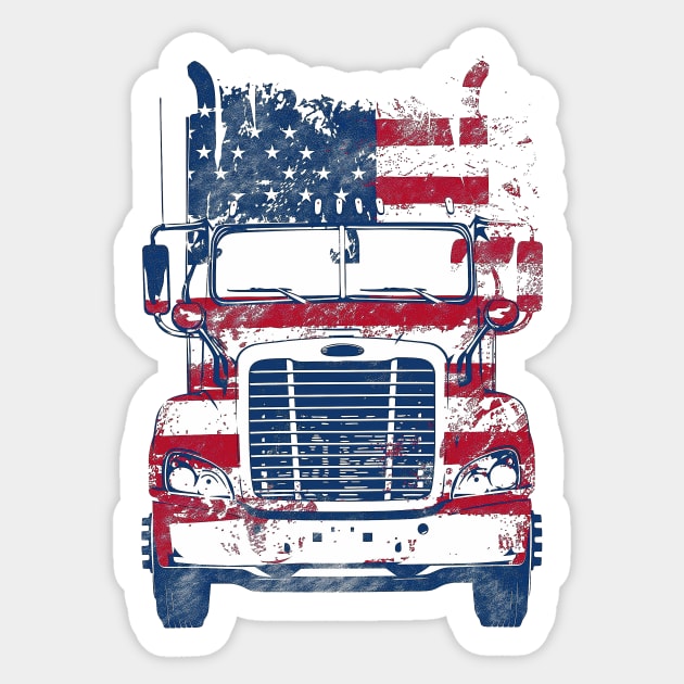 US Flag Truck Driver Patriotic American Sticker by Wintrly